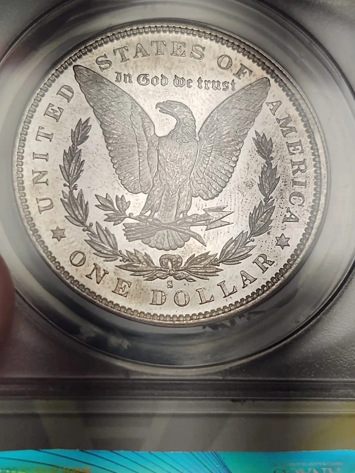 1880-S Morgan Silver Dollar ANACS MS62PL GLASSY Obverse & Surprised its this low - Image 3 of 4