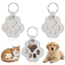 3 Pcs Cat Dog Hair Keychain, Memory Keepsake Cats Dogs Pet Paw Print Keychain