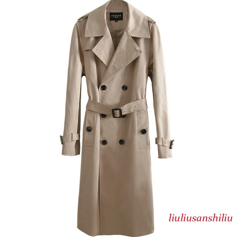 Fashion Men's Classic Trench Jacket Slim Fit Lapel Dust Coat Double Breasted New