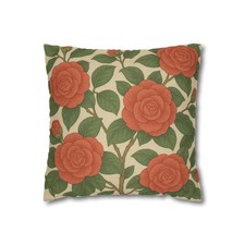"Floral Rose Pillowcase - Vintage Cushion Cover, Cozy Home D cor Gift for Her