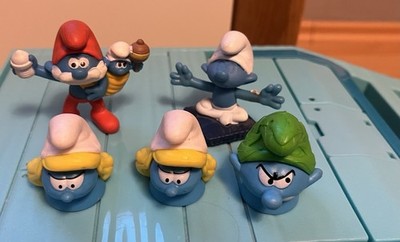 Die Schlümpfe Figuren Konvolut mit 3 Fingerhutköpfen & 2 Schleich Schlümpfen