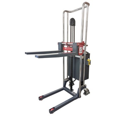 Pake Handling Tools-Powered Fork Type Stacker, 880 lbs Capacity 59'' Lift Height