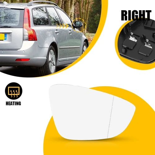 Passenger Right Side Power Mirror Glass Fit For Volkswagen CC Eos Passat 2009-17
