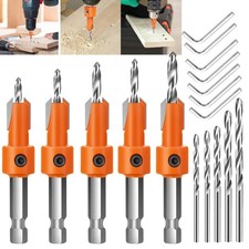 17PC 8mm Screw Hex Shank Drill Holes Pilot Shank Bit Woodworking Countersink Set