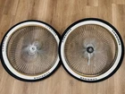 Pair 26" Cruiser Lowrider LETTERS Bicycle Dayton CHROME Wheel Set 144 Spoke