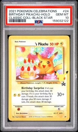 2021 POKEMON CELEBRATIONS CLASSIC COLLECTION #24 BIRTHDAY PIKACHU-HOLO PSA 10