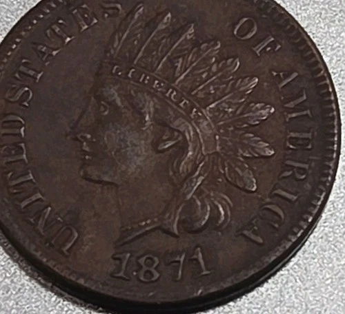 1871 Indian Head Cent – Semi-Key Date – Shallow N Variety – VF Detail –