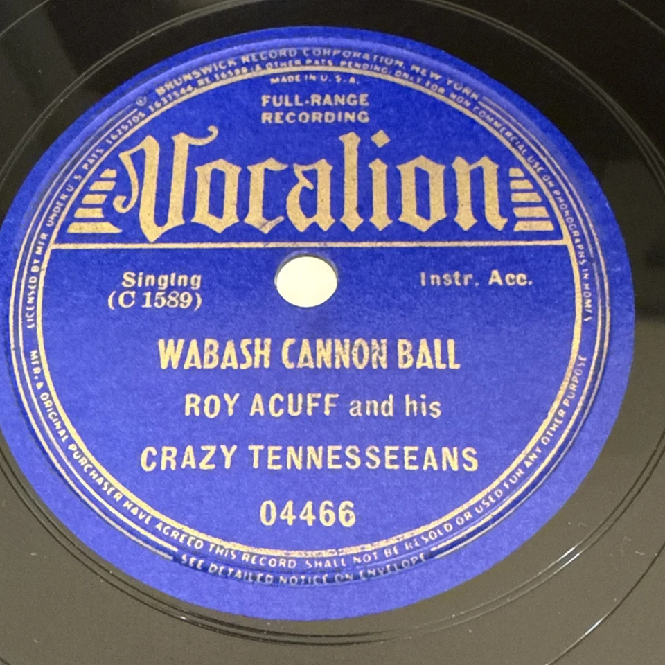 1936 COUNTRY Roy Acuff WABASH CANNON BALL 78 rpm VOCALION 04466 V+ Foto 2 de 4