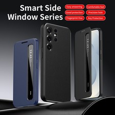 S-View Smart Side Window Leather Case For Samsung Galaxy S25 S24 Ultra S23 S22 