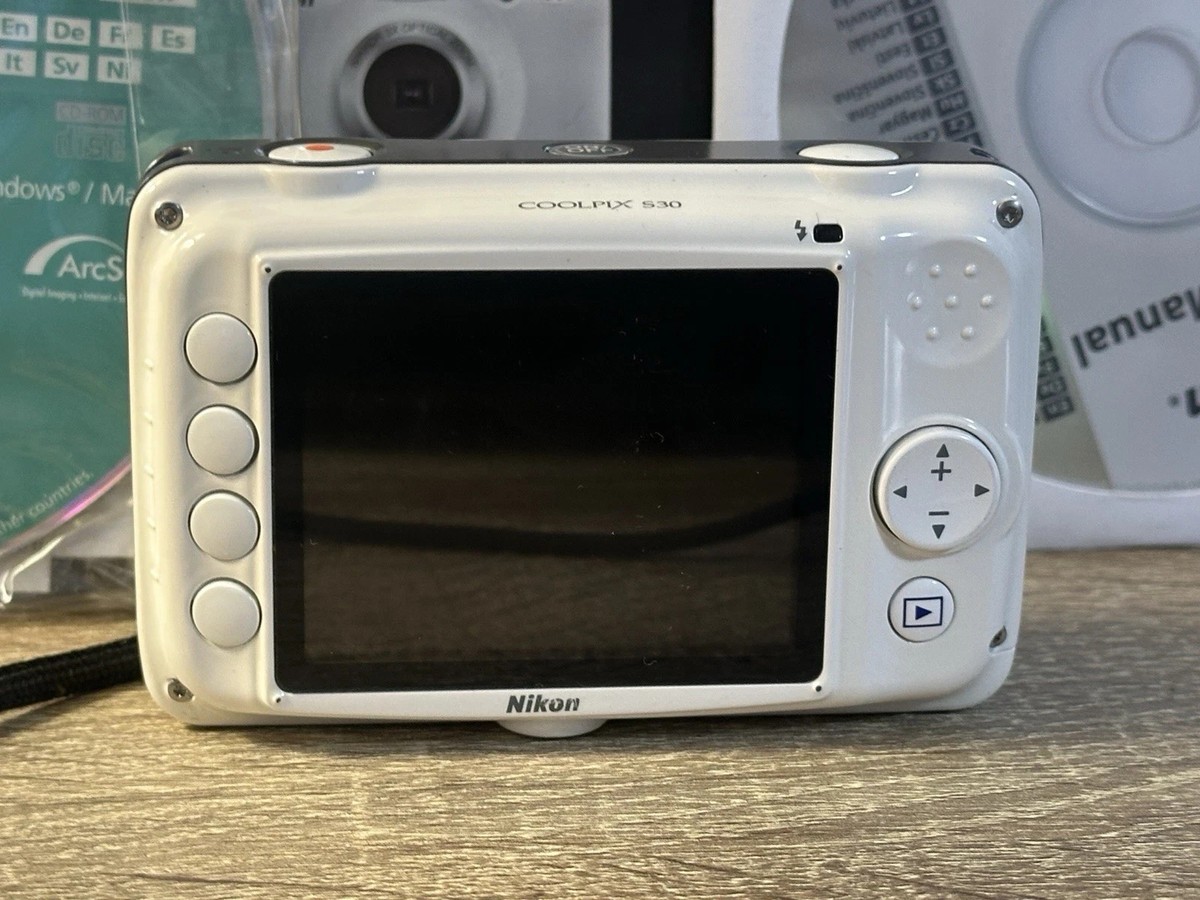 Waterproof Nikon Coolpix S30 Digital Camera White 3X Optical Zoom