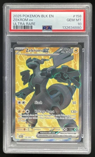 2025 Pokemon Black Bolt #158/086 Zekrom ex Ultra Rare PSA 10