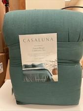 Casaluna Linen Blend Comforter Set Full/queen Heavyweight Green
