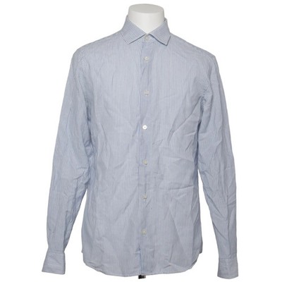 Zegna, Hemd, Größe: 41, Techmerino Lino, Blau/Weiß, Leinen/Wolle, Streifen #DtW