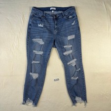 Lane Bryant Distressed Skinny Jeans Womens Plus 20W Raw Hem Stretch Blue Denim