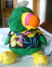 Vintage 17" Fisher-Price Puffalumps 1987 Green Parrot Toucan Plush 8054  SWEET