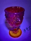 FENTON/LG WRIGHT LARGE RED CARNIVAL GLASS  WILD ROSES MADONNA INN GOBLET