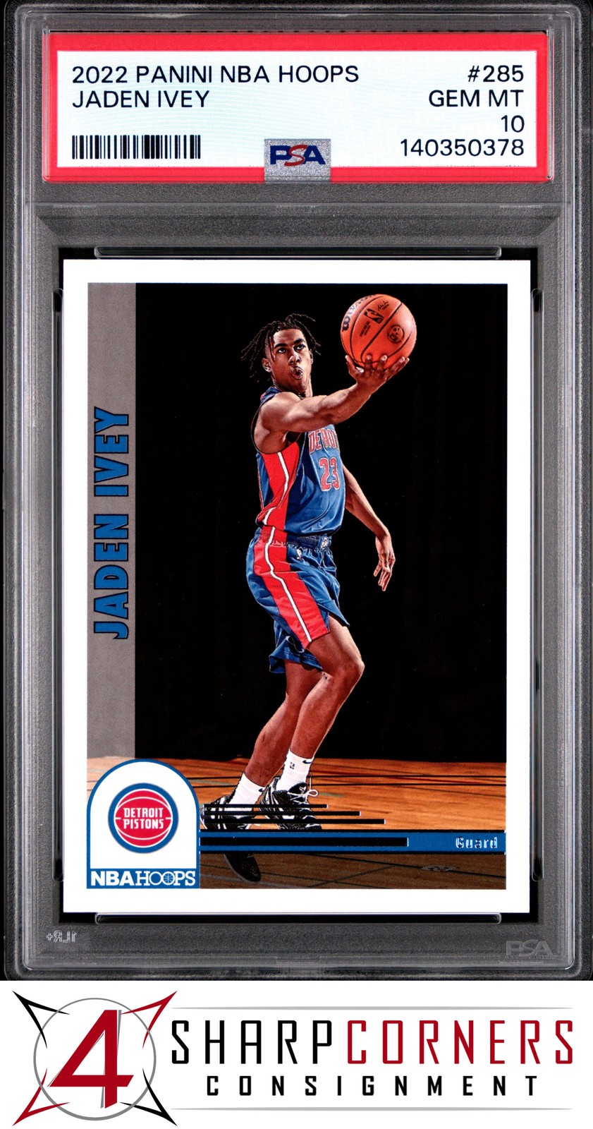 2022 PANINI NBA HOOPS #285 JADEN IVEY RC PISTONS PSA 10