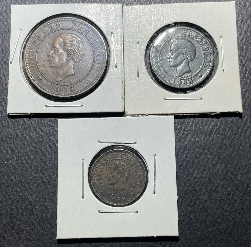 Haiti 1863 5/10/20 Centimes Coins-BSTK0626