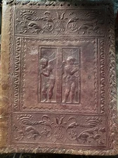 Antique Italian Hand Tooled Leather Book Cover made In Italy circa -1930,s