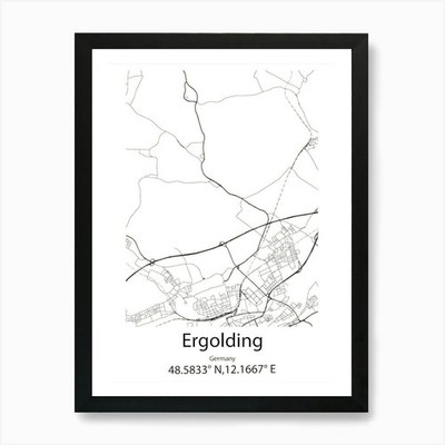 Ergolding, Deutschland Minimalistische Karte Ar gerahmtes Wandbild Poster Leinwanddruck Bild