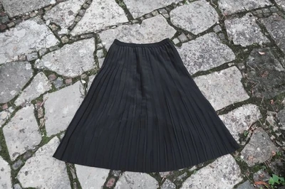 80er 90er Y2K VINTAGE FALTENROCK MAXI MIU LIKE PRAD A SCHWARZ HODAKOVA M 40 - Bild 1 von 4