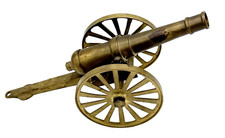 Vintage 8 Decorative Brass Replica War Cannon Nice Patina Collectible