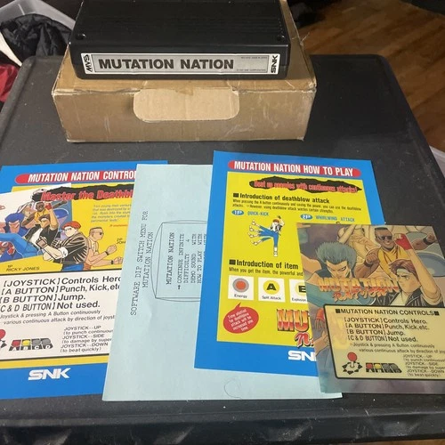 Mutation Nation SNK MVS Neo Geo. With Shock Box Dip Switch Menu Marquee