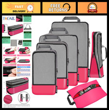 Compression Packing Cubes Set - Travel Organizers, Expandable Half Mesh, 6-Piece