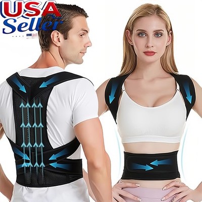 Back & Shoulder Posture Support Belt  Adjustable Corrector Brace for Men & Women