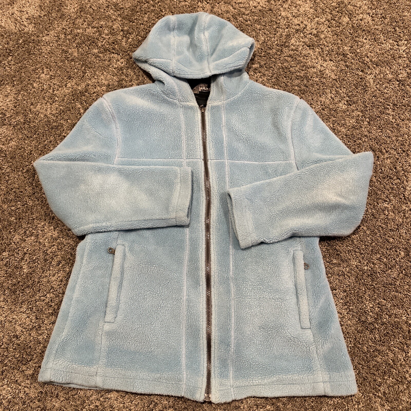 TSUNAMI  Blue Snowflake Printed Fleece Zip Jacket Women's L Made in Canada