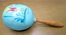 Vintage Maraca Made in Mexico Hand Painted Gourd Shaker Rattle Mexican Music