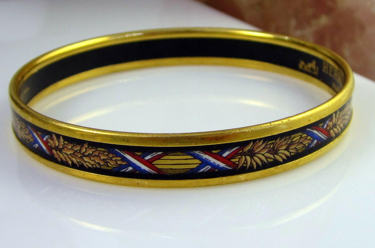 Estate Vintage HERMES Paris Goldtone Blue Enamel Flag Estate Vintage HERMES Paris Goldtone Blue Enamel Flag