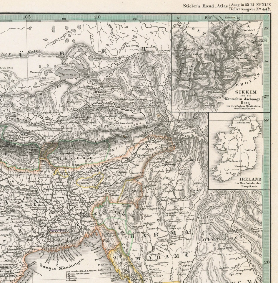 Antique Map "Vorder_Indien" (India) Stieler - Berghaus, 1870 - Image 4 of 4