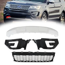 LABLT Front Lower Grille+Skid Plate+Fog Light Frame For 2016-2017 Ford Explorer