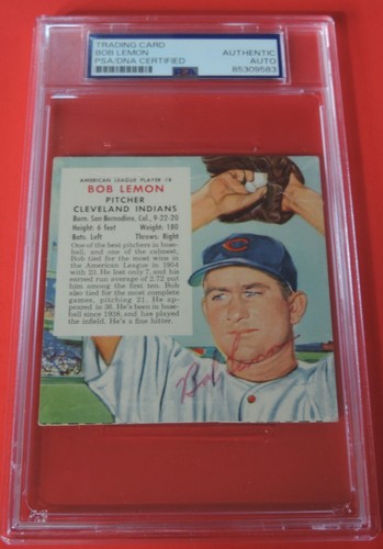 PSA/DNA BOB LEMON AUTOGRAPH / SIGNED 1955 RED MAN TOBACCO - 第 1/3 張圖片