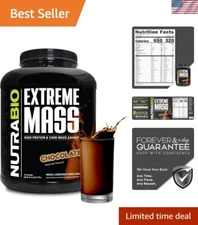 NutraBio Extreme Mass Gainer Protein Powder - 1.87 oz Protein, Chocolate, 6 lbs