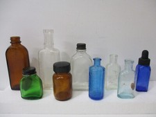 Vintage Lot of 9 ~ Medicine Bottles Kemps-McKesson-Doho-Jaundice Bitters ~ Nice!