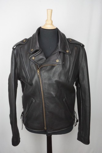 Fox Creek Leather Motorcycle Biker Leather Zip Up Jacket Sz M