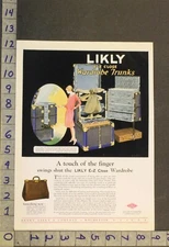 1927 LIKLY LUGGAGE WARDROBE TRUNK FLAPPER ART DECO SUITCASE ROCHESTER AD WV01