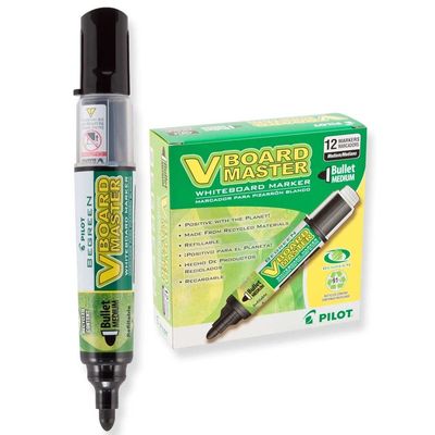 43918 Pilot BeGreen VBoard Master Dry Erase Marker, Bullet, Black