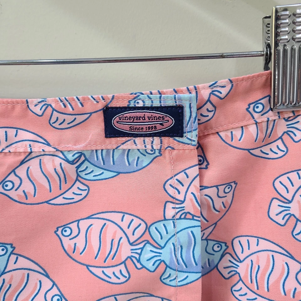 Falda envolvente de peces Vineyard Vines para mujer rosa mediana vacaciones náutico resort Foto 3 de 4