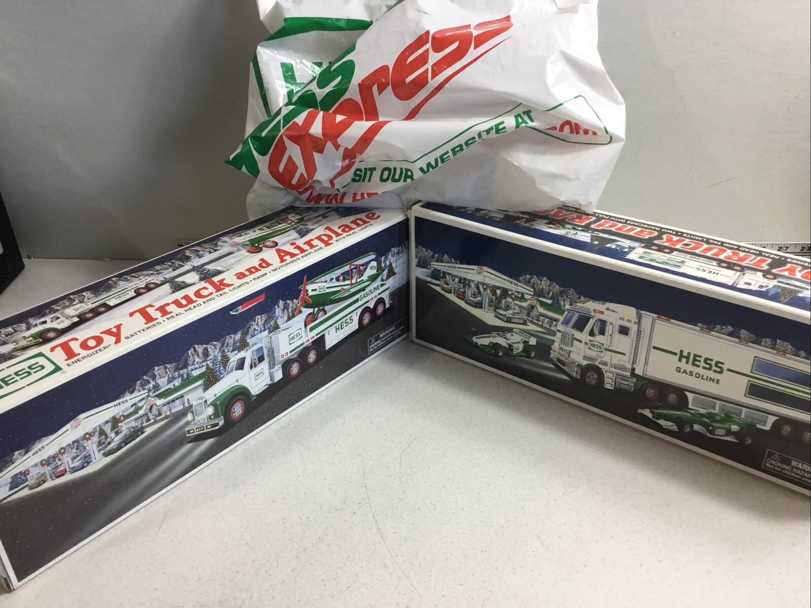 HESS Toy Trucks Airplane Race Cars Set New Open Box with Original Bag  