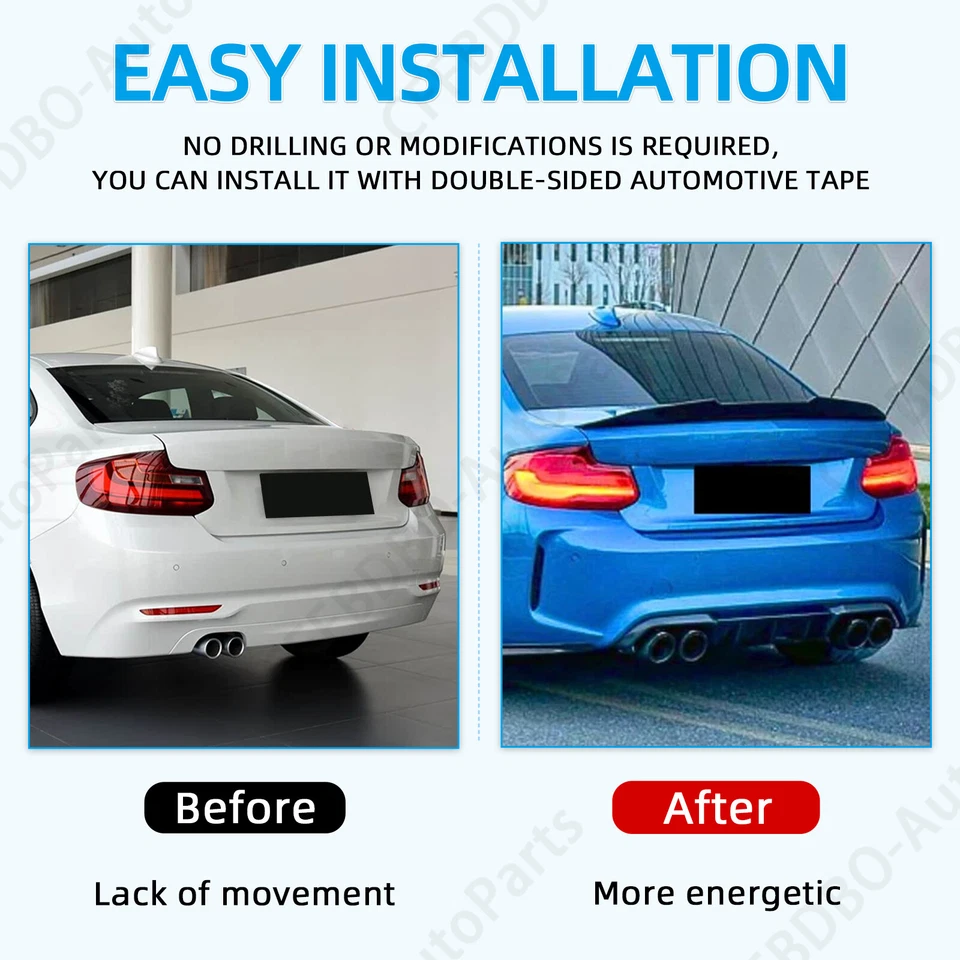 Alerón trasero negro brillante estilo PSM para BMW 14-21 F22 F87 M2 228i M235i Foto 4 de 4