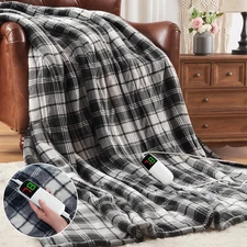 Black Heated Blanket Electric Throw, 50X60 Heating Throw with 10 Heats Levels...