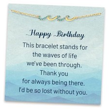 Wave Bracelet, Birthday Gifts for Women, 30th 40th 50th 60th 70th Birthday