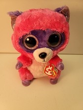TY BEANIE BOOS ROXIE THE RACCOON Buddy Size  9" 23cm MEDIUM New MWMT Rare