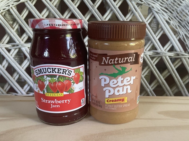 Natural Peanut Butter & Jelly Peter Pan Smuckers Strawberry Preserves Food Jam