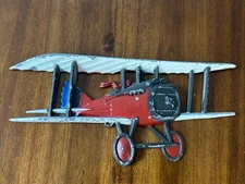 Homco 1975 USA WW1 Red Bi Plane Cast Iron Wall Art Hanging Decor Vintage