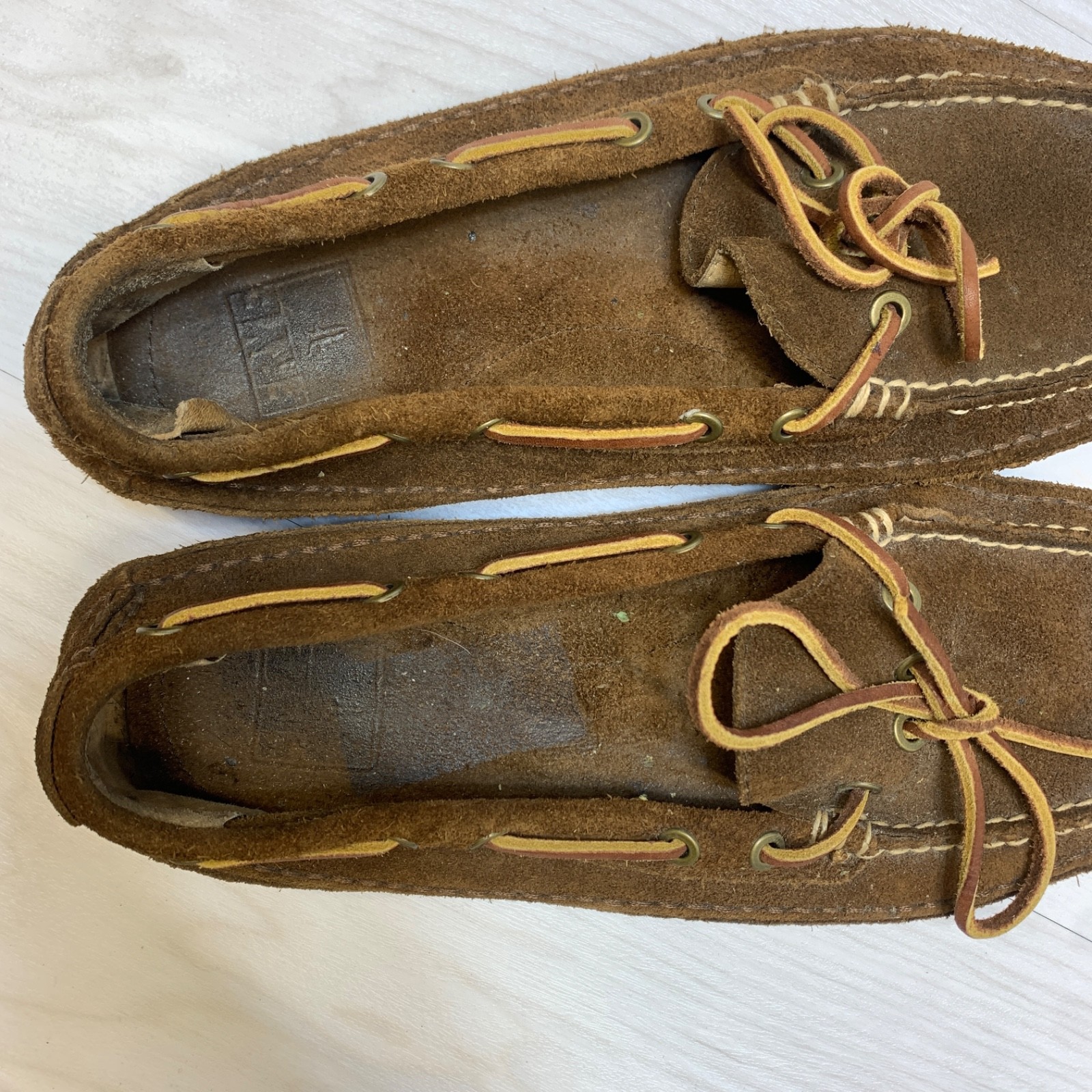 FRYE MENS 11 DARK BROWN MASON TIE MOC CAMP BOAT SHOES SUEDE LOAFERS