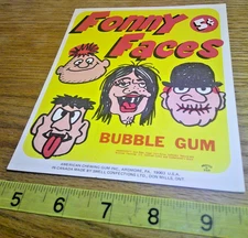 Vintage display 5c FONNY FACES gum machine card 
